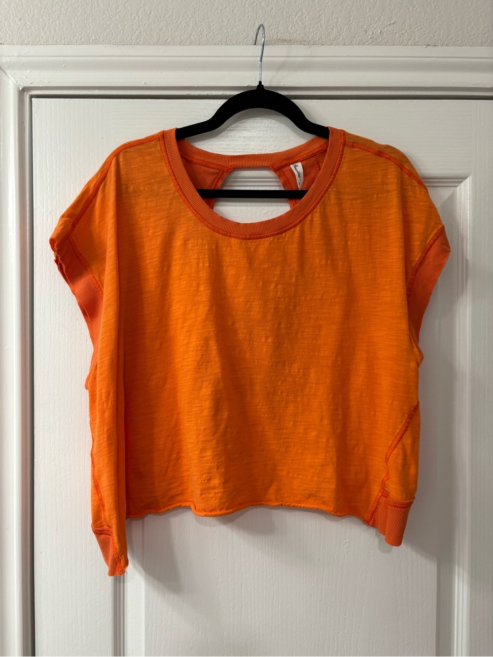 Women's Orange Short Sleeve Crop Top